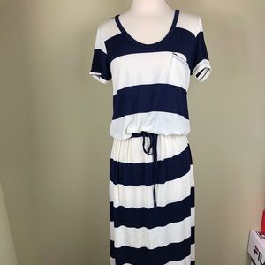 Caslon Striped Navy Jersey Maxi Dress